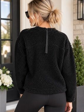 Lululemon Wool Whenever Crew Black Sherpa Pullover Size 6